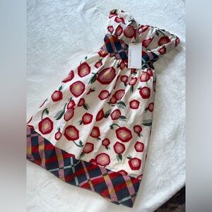 NWT Connection 18 Cherry Plaid Strapless Dress